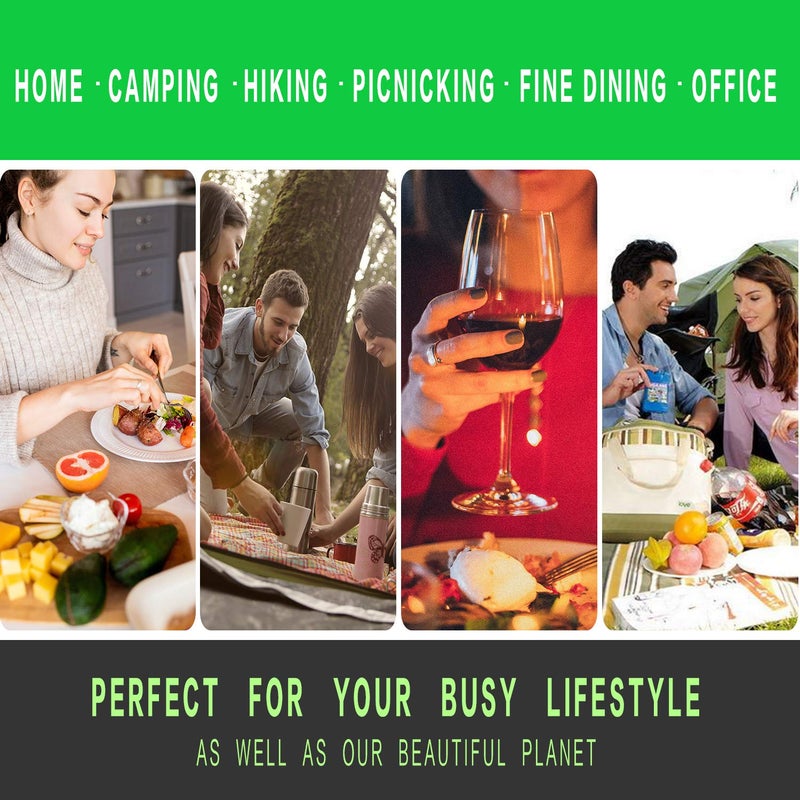 UPTRUST 2 Set Bamboo Cutlery Set Bamboo Travel Utensil Reusable Table cutlery Fork Knife Spoon Chopsticks Straw Cleaning Brush for Travel Picnic School Officeï¼ˆSkyblue& Greenï¼‰ - Image 5